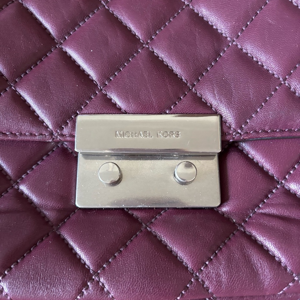 Michael Kors Sloane Quilted Shoulder Bag in Plum - Picture 5 of 12